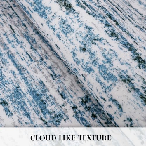 Modern Abstract Runner Rug 3x8 (3' x 8' (Runner) / Grey Blue White)