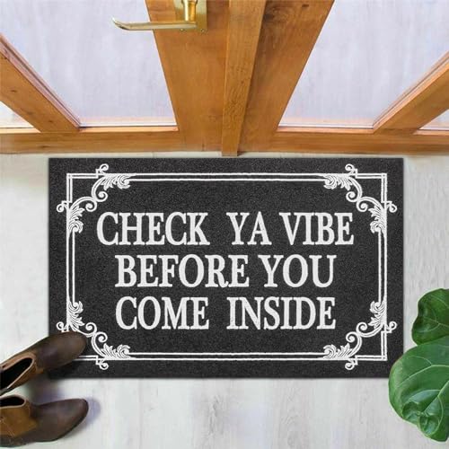 Indoor Door Mat Welcome Mats for Front Door Outdoor Entry Black Doormat (1'6" x 2'4" (Rectangular) / Come Inside-black)