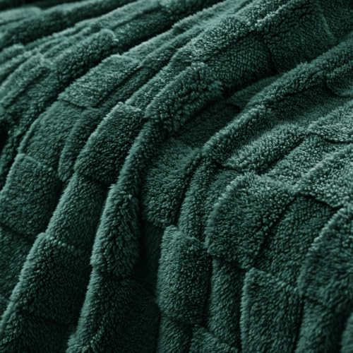3D Checkered Fleece Queen Blanket for Bed (Green / Queen (90"x90"))