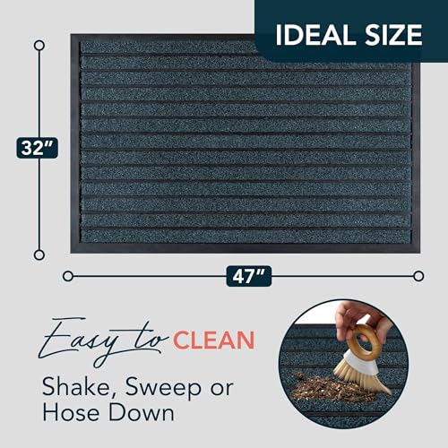 Extra Durable Door Mat Outside Entrance (47" x 32" (Rectangular) / Bright Blue)