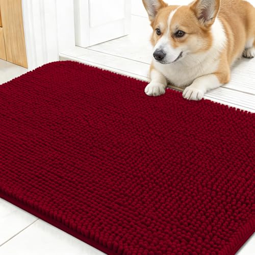 Dog Door Mat for Muddy Paws 24x16 (Red / 24" X 16")