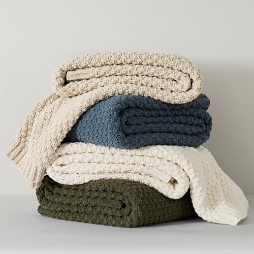 HOME Chunky Chenille Knit Throw Blanket (Olive Green / 60" X 80")