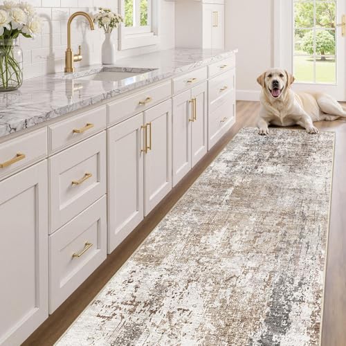 3x10 Washable Runner Rug for Hallway (Brown/Grey/Red / 3' x 10' (Runner))
