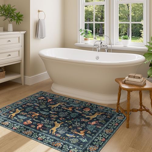 3x4 Rug Washable Animal Area Rug for Entryway Non Slip (Navy Blue (Animal) / 3' x 4' (Rectangular))