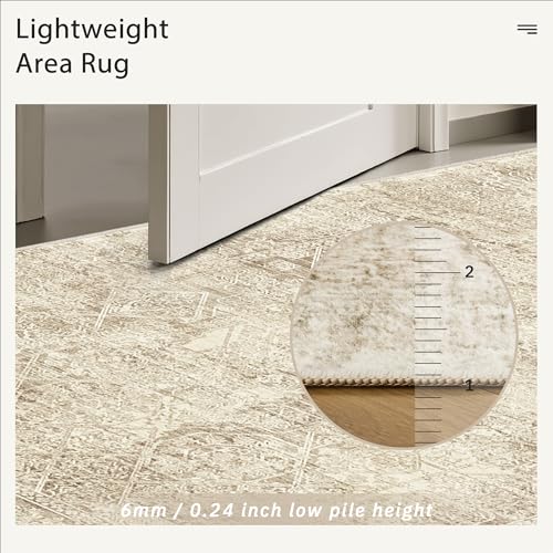 Washable Area Rug 8x10 Large Soft Living Room Rugs Light Brown (Light Brown / 8' x 10' (Rectangular))