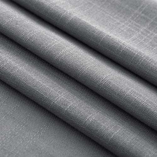 Dark Gray Curtains for Living Room Back Tab Modern Farmhouse Semi Sheer Gray Curtains 45 inches Long 2 Panels Set Muted Neutral Window Curtain for Dining Room Bedroom 52x45 (Dark Gray / 52"W x 45"L (Pack of 2))