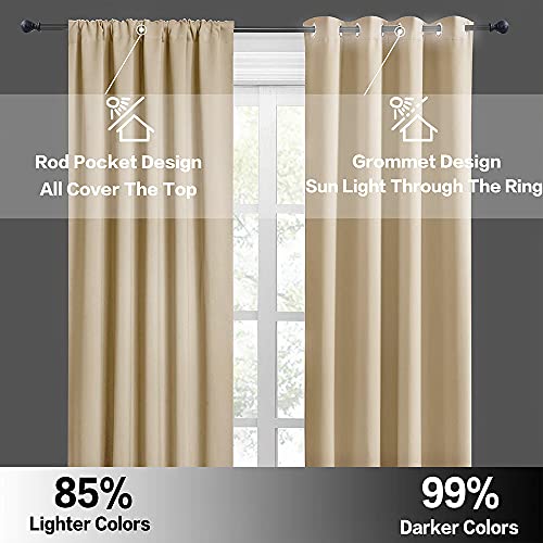 Small Window Curtains 45 inches Length for Kitchen Cafe Bathroom (Biscotti Beige / 42"W x 45"L (Pack of 2))
