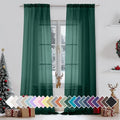 Hunter Green Sheer Curtain Drapes 90 Inch Length 2 Panels for Living Room (42"W x 90"L (Pack of 2) / Hunter Green)