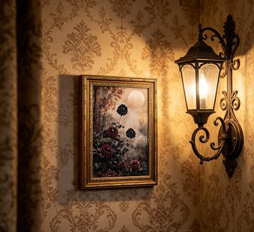 Vintage Gold Framed Black Dahlia Wall Art (Black Dahlia / 16"LX12"W)
