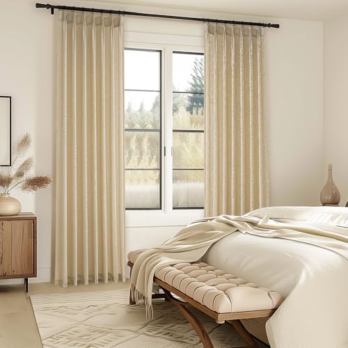 Pinch Pleated Curtains 90 Inches Long 2 Panels Set (Natural Linen / 40"W x 90"L (Pack of 2))