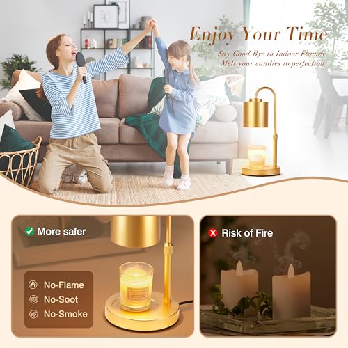 Dimmable Candle Warmer Lamp with Timer (Gold)