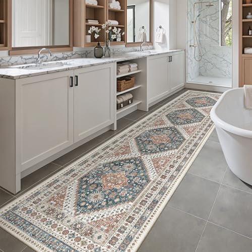 Washable Runner Rugs 2x10 Long for Hallway Kitchen (Navy Blue / 2' x 10' (Runner))