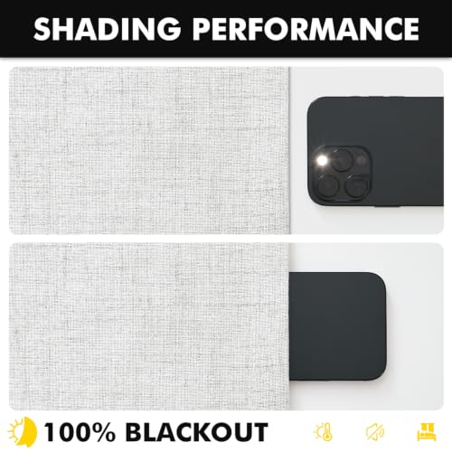 100% Blackout Linen Curtains 42 x 96 Inch Heathered White 2 Panels (Heathered White / 42"W x 96"L (Pack of 2))