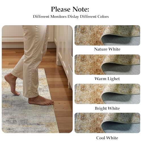 3x4 Area Rug Washable Abstract (Grey/Yellow / 3' x 4')