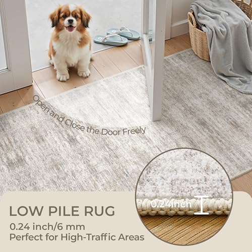2x10 Runner Rug Non Slip (Brown/Grey/Ivory / 2' x 10' (Runner))