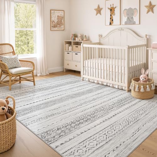 Boho 10x12 Area Rug Living Room Rugs Machine Washable Gray (Color Gray / 10' X 12' (Rectangular))
