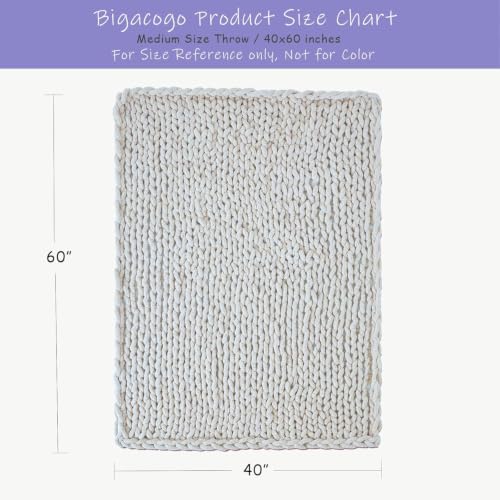 Chunky Knit Throw Blanket for Couch (Beige / 40"x60" (Medium Size Throw）)