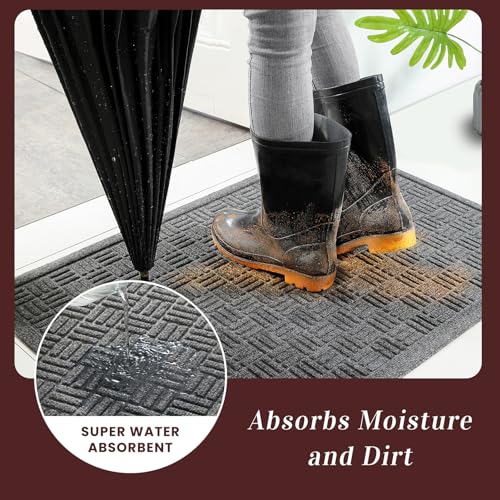 Front Door Mat Outside Entrance (Grey / 3' x 5'2" (Rectangular))