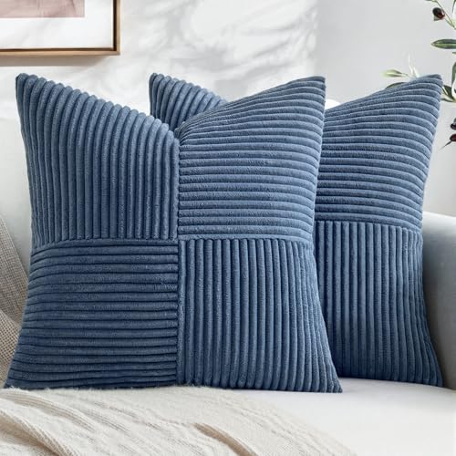 Dusty Blue Decorative Throw Pillow Covers for Couch 18x18 Inch (Dusty Blue / 18" x 18" (Pack of 2))