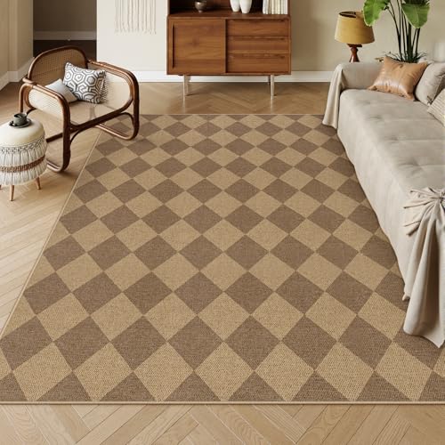 Checkered Easy Jute Outdoor Patio Rug (6' x 9' (Rectangular) / Nature/Checkerboard -2)