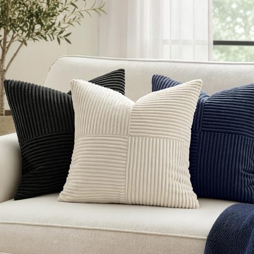 Black Decorative Throw Pillow Covers for Couch 18x18 Inch (18" x 18" (Pack of 2) / Black)