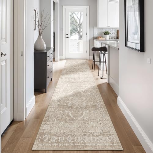 2'6"x12 Washable Runner Rug (Natural Beige / 2'6" x 12' (Runner))