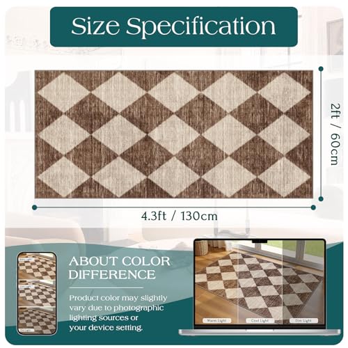 Front Door Mat Indoor Entrance (Diamond - Brown Beige / 2' x 4'3" (Rectangular))
