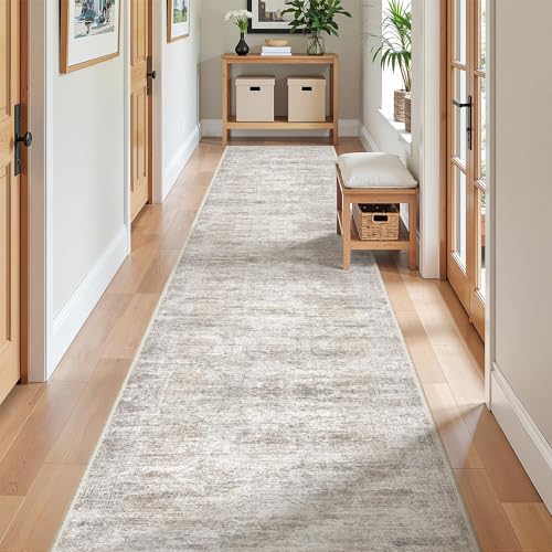 2x10 Runner Rug Non Slip (Brown/Grey/Ivory / 2' x 10' (Runner))