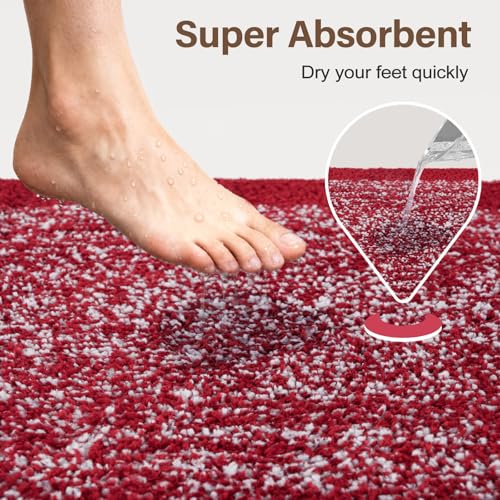 Bathroom Rugs 30x20 Non Slip Washable (Red / 1'8" x 2'6" (Rectangular))