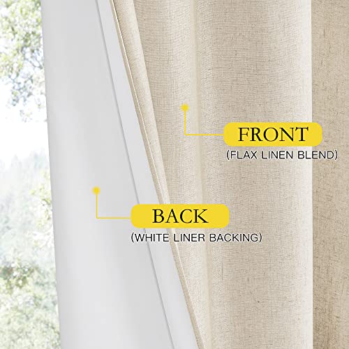 100% Absolutely Blackout Linen Curtains with Thermal Insulated White Liner (52"W x 108"L (Pack of 2) / Beige)