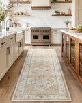 Amada 2'6" x 8' Washable Runner Rug for Hallway (2'6" x 8' (Runner) / Distressed Beige/Cream)
