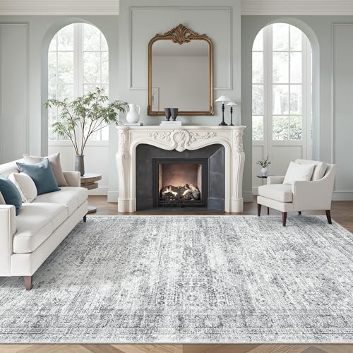 7x10 Area Rug for Living Room Washable Rugs Non (Grey / 7' x 10' (Rectangular))