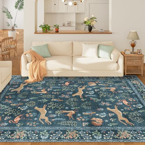 6x9 Area Rug Washable Animal Living Room Rug Non Slip (Blue (Animal) / 6' x 9' (Rectangular))