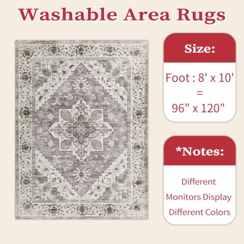 8x10 Washable Non Slip Boho Area Rug for Living Room (Earth Tone/Multi / 8' x 10' (Rectangular))