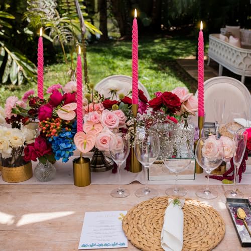 Hot Pink Spiral Taper Candles for Home Decoration (Hot-pink)