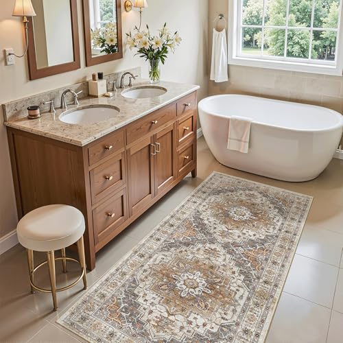 Washable Area Rug 2x4 (Turmeric/Grey / 2' x 4' (Rectangular))