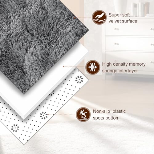 Super Soft Shaggy Rugs Fluffy Carpets (8' x 10' (Rectangular) / Coal Gray)