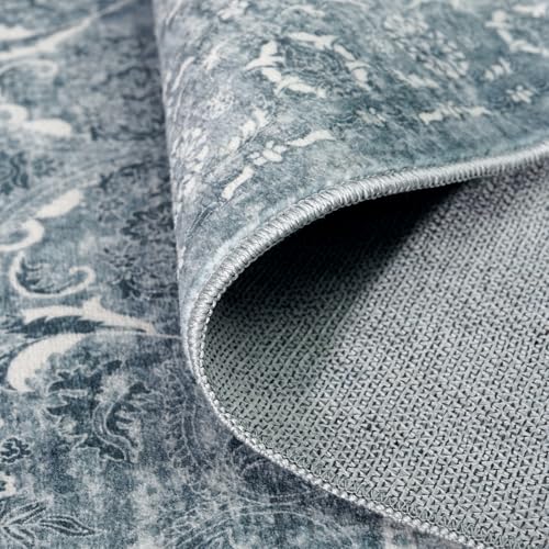 4x10 Washable Hallway Runner Rug (Blue / 4x10)