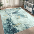 5x8 Area Rugs for Living Room Washable Bedroom Dining Room Teal Grey Gold (Teal Grey/Gold / 5' x 8' (Rectangular))
