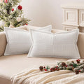 Decorative Lumbar Throw Pillow Covers 12x20 Inch White 2 Pack (White / 20" x 12" (Pack of 2))