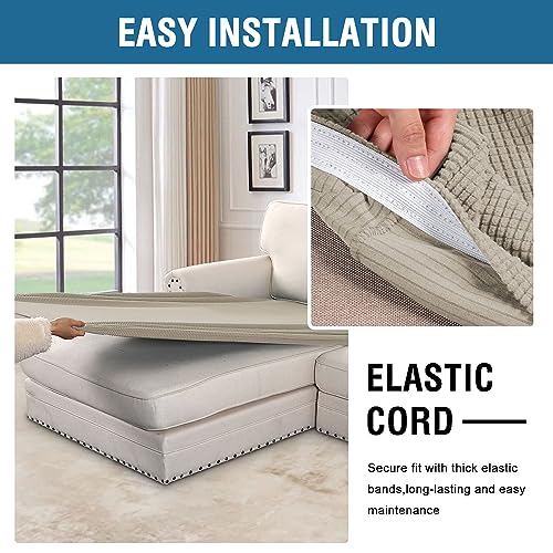 Super Stretch Individual Chaise Cover Sectional Couch Covers for L Shaped Sofa Both Left (Island Fossi / Chaise Cover)