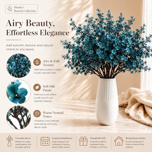 15 Bundles Artificial Teal Baby’s Breath Flowers (Teal)