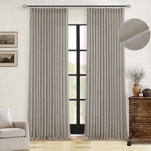 Taupe Burlywood Pinch Pleated Linen Curtains 96 Inches Long (Burlywood Birch / 40"W x 96"L (Pack of 2))