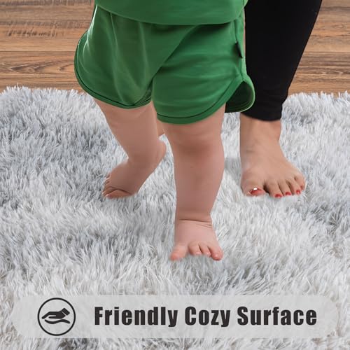 Ultra Soft Runner Rugs with Upgraded Non (2' x 6' (1 pc) / Tie-dye Light Grey)