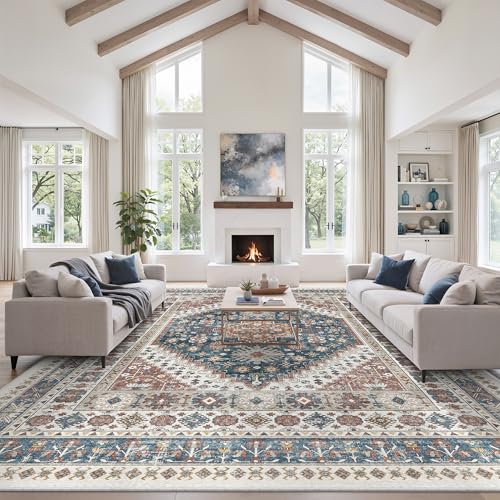 10x14 Area Rugs for Living Room (Navy Blue/Red / 10' x 14' (Rectangular))
