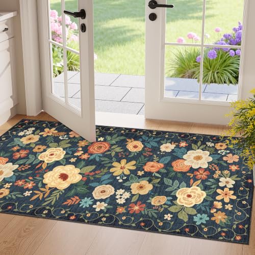 2x4 Entryway Rug (Navy Blue / 2' x 4' (Rectangular))