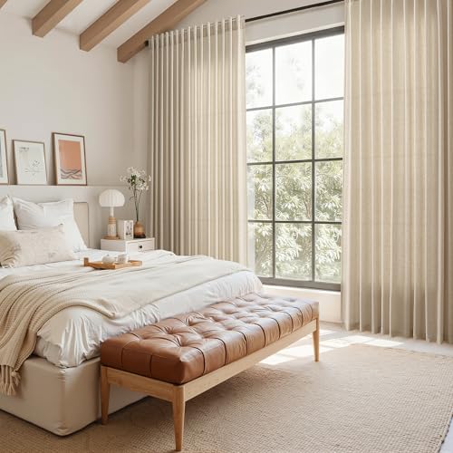 Taupe Burlywood Curtains 102 Inches Long for Living Room Linen Light Filtering Rustic Farmhouse Decor Curtains Back Tab Privacy Semi Sheer Curtain for Bedroom Office 52x102 (52"W x 102"L (Pack of 2) / Taupe Burlywood)