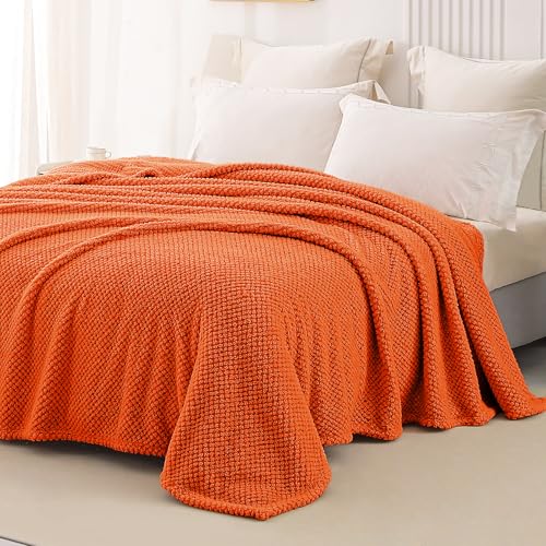 Soft Fleece Twin Size Bed Blanket (Burnt Orange / Twin(60x80 In))