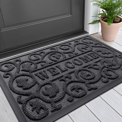 Front Door Mat Outside Entrance (Grey / 29.5" X 17")