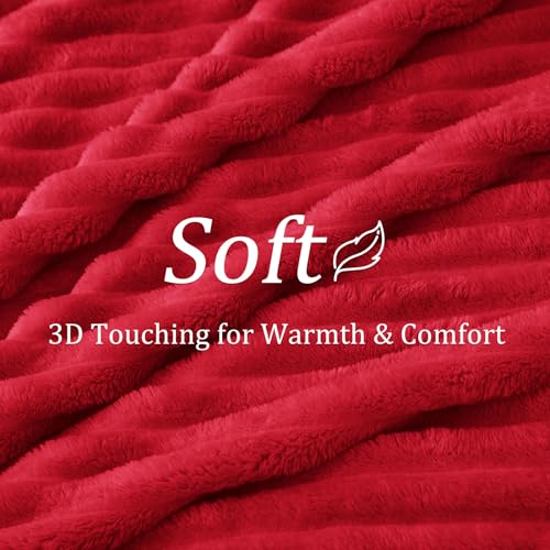 Ribbed King Size Blanket for Bed (Red / King(108"x90"))